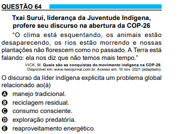 exemplo de questao enem (questao 64)
